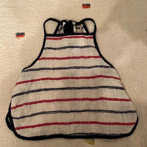 Free people striped white tank top open back small